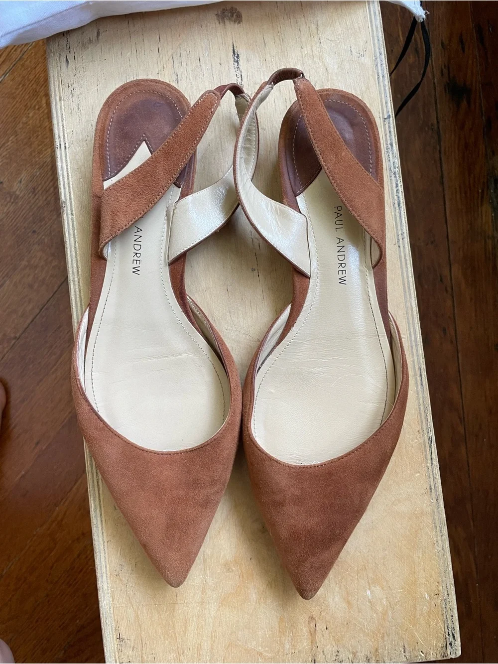Paul Andrew Tan Suede Pointed Slingback Flats
